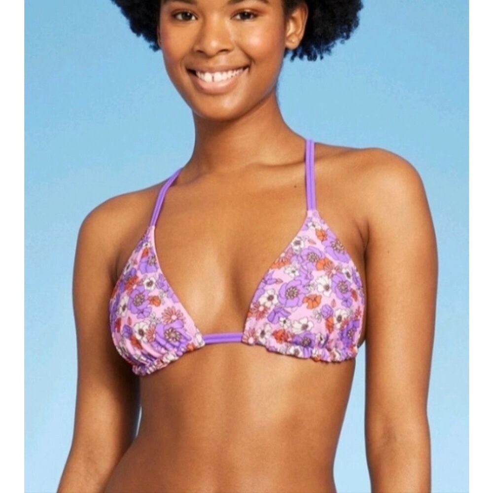 Wild Fable NWT size XXS reversible pink/ floral bikini top